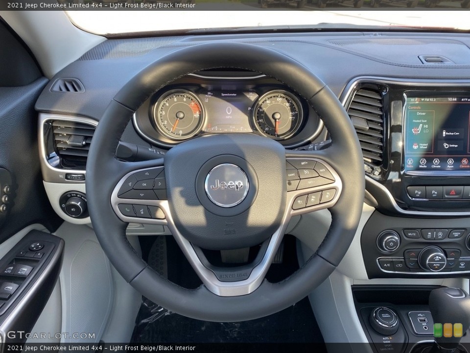 Light Frost Beige/Black Interior Steering Wheel for the 2021 Jeep Cherokee Limited 4x4 #140341992
