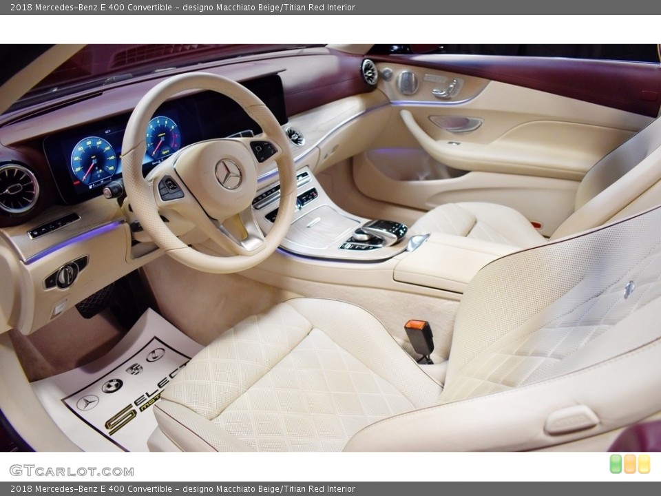 designo Macchiato Beige/Titian Red Interior Photo for the 2018 Mercedes-Benz E 400 Convertible #140367706