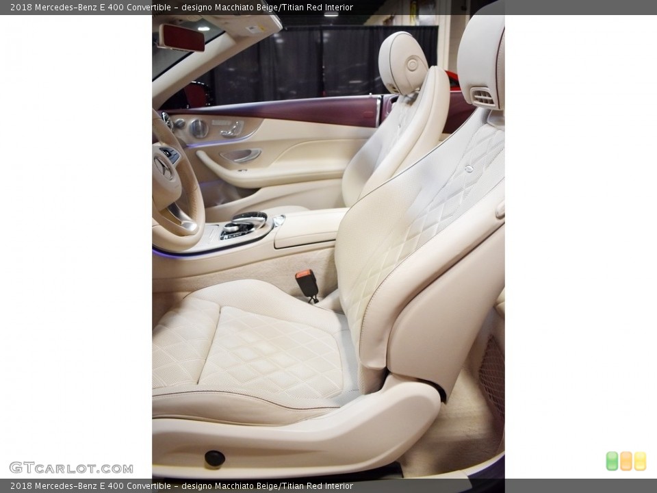 designo Macchiato Beige/Titian Red Interior Front Seat for the 2018 Mercedes-Benz E 400 Convertible #140367712