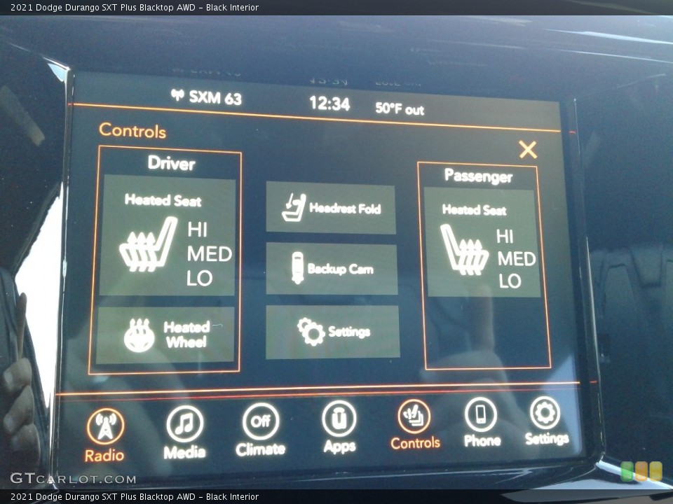 Black Interior Controls for the 2021 Dodge Durango SXT Plus Blacktop AWD #140371297