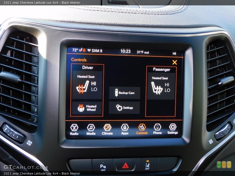 Black Interior Controls for the 2021 Jeep Cherokee Latitude Lux 4x4 #140383162
