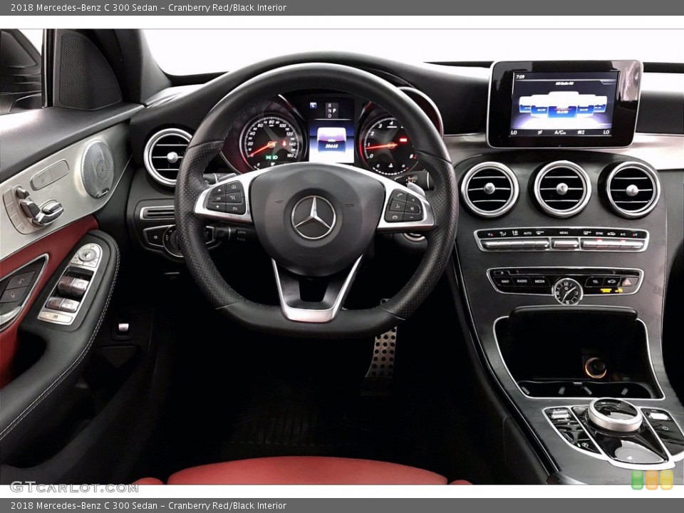 Cranberry Red/Black Interior Dashboard for the 2018 Mercedes-Benz C 300 Sedan #140434291
