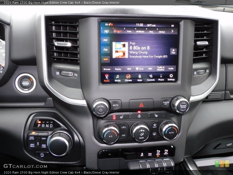 Black/Diesel Gray Interior Controls for the 2020 Ram 1500 Big Horn Night Edition Crew Cab 4x4 #140438798