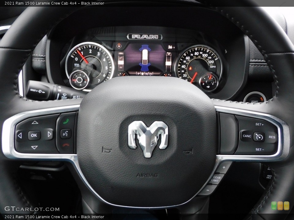 Black Interior Steering Wheel for the 2021 Ram 1500 Laramie Crew Cab 4x4 #140445633