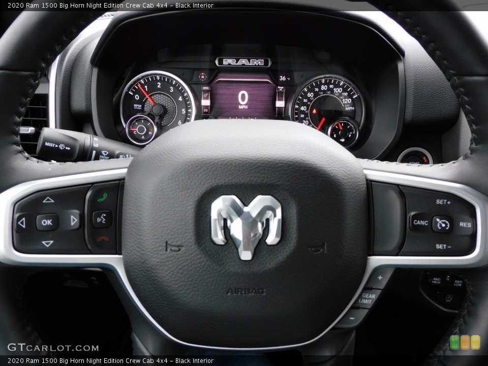 Black Interior Steering Wheel for the 2020 Ram 1500 Big Horn Night Edition Crew Cab 4x4 #140447666