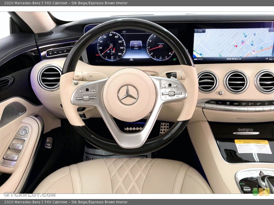 Silk Beige/Espresso Brown Interior Dashboard for the 2020 Mercedes-Benz S 560 Cabriolet #140448221