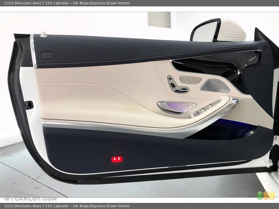 Silk Beige/Espresso Brown Interior Door Panel for the 2020 Mercedes-Benz S 560 Cabriolet #140448533