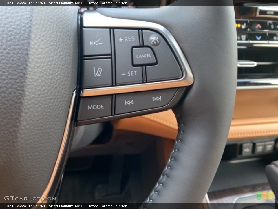 Glazed Caramel Interior Steering Wheel for the 2021 Toyota Highlander Hybrid Platinum AWD #140458078