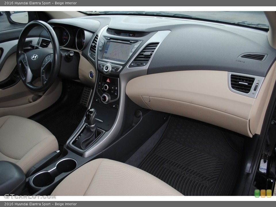 Beige Interior Dashboard for the 2016 Hyundai Elantra Sport #140485486