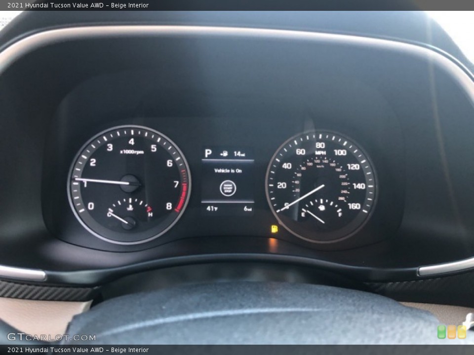 Beige Interior Gauges for the 2021 Hyundai Tucson Value AWD #140492910