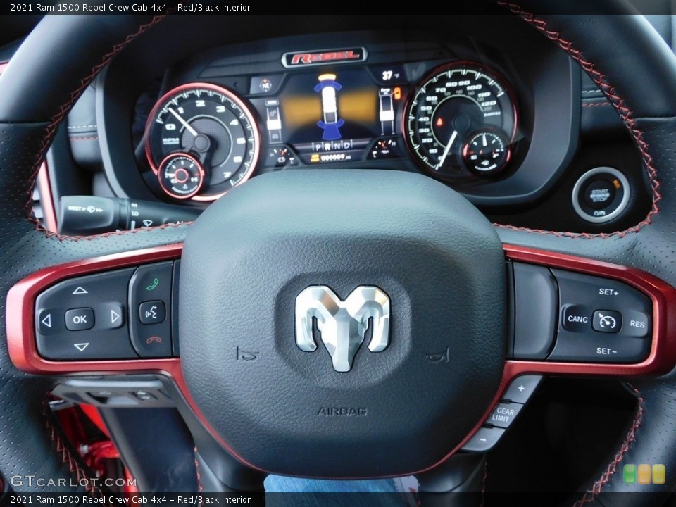 Red/Black Interior Steering Wheel for the 2021 Ram 1500 Rebel Crew Cab 4x4 #140509288