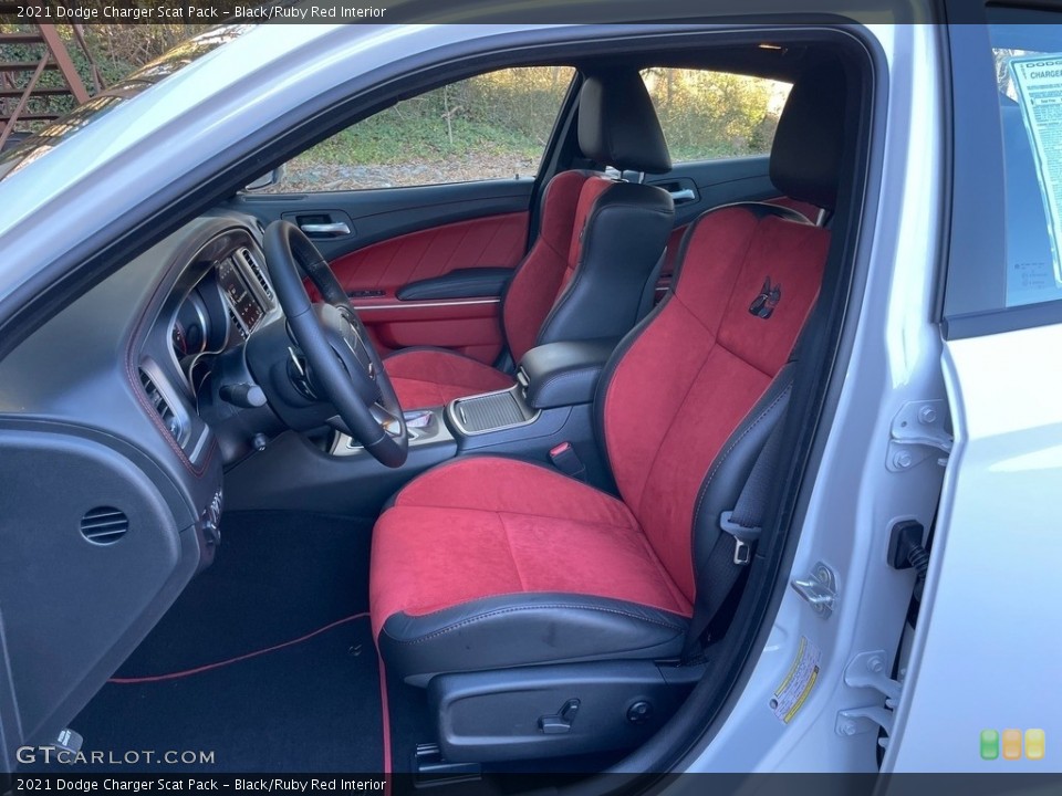 Black/Ruby Red Interior Front Seat for the 2021 Dodge Charger Scat Pack #140585721