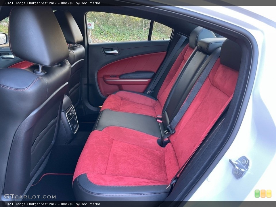 Black/Ruby Red Interior Rear Seat for the 2021 Dodge Charger Scat Pack #140585784