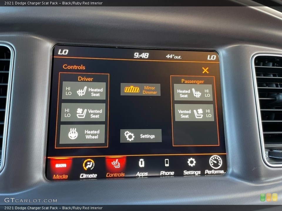 Black/Ruby Red Interior Controls for the 2021 Dodge Charger Scat Pack #140585994