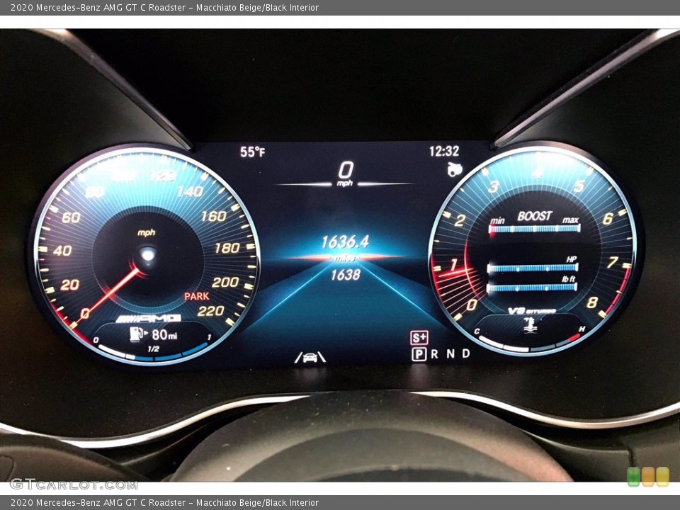 Macchiato Beige/Black Interior Gauges for the 2020 Mercedes-Benz AMG GT C Roadster #140592057