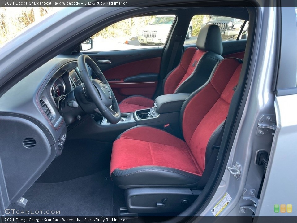 Black/Ruby Red Interior Front Seat for the 2021 Dodge Charger Scat Pack Widebody #140621818