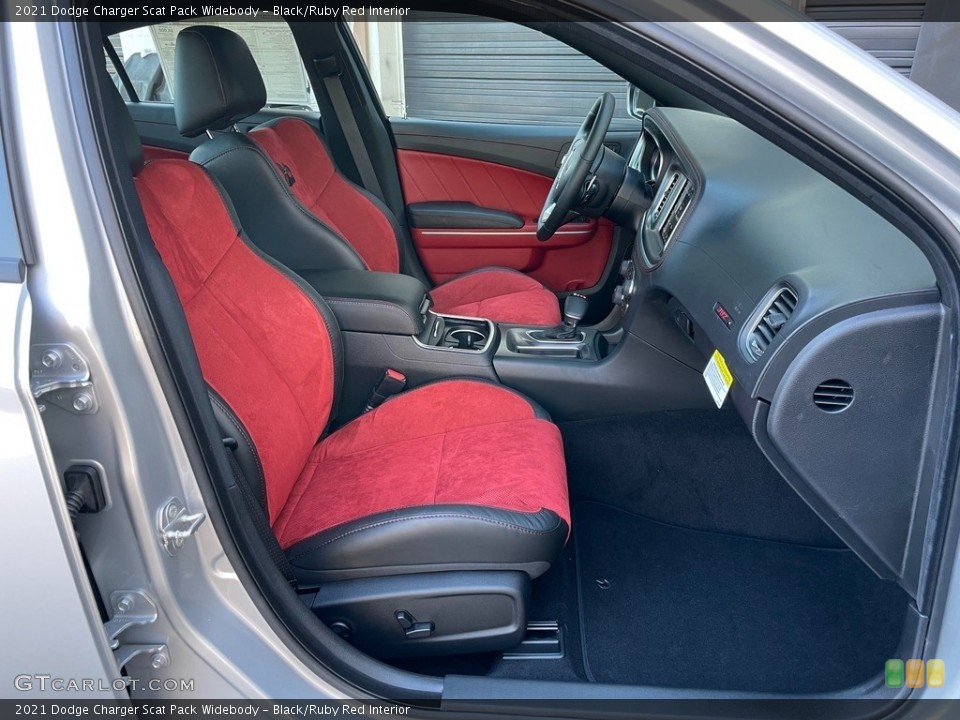 Black/Ruby Red Interior Front Seat for the 2021 Dodge Charger Scat Pack Widebody #140621953