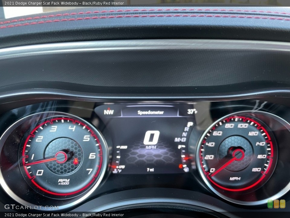 Black/Ruby Red Interior Gauges for the 2021 Dodge Charger Scat Pack Widebody #140622022