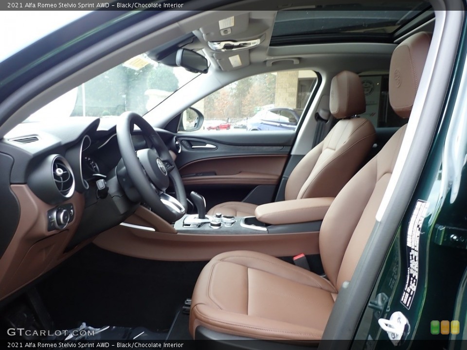 Black/Chocolate Interior Front Seat for the 2021 Alfa Romeo Stelvio Sprint AWD #140624840