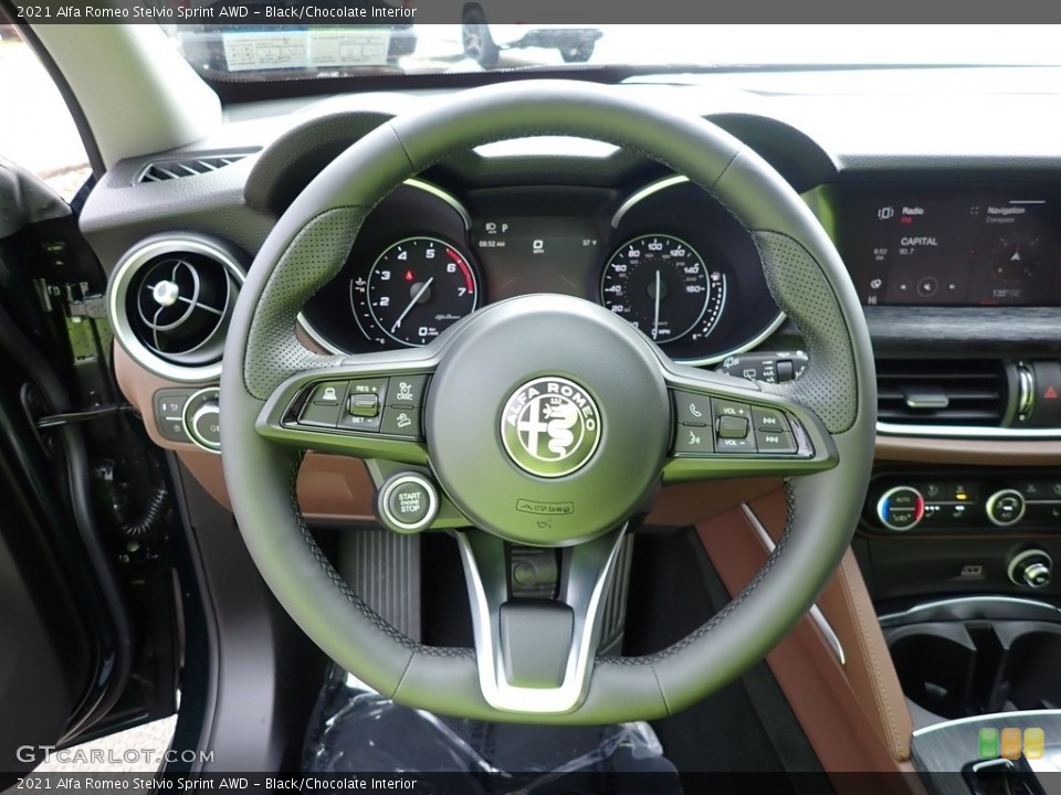 Black/Chocolate Interior Steering Wheel for the 2021 Alfa Romeo Stelvio Sprint AWD #140624933