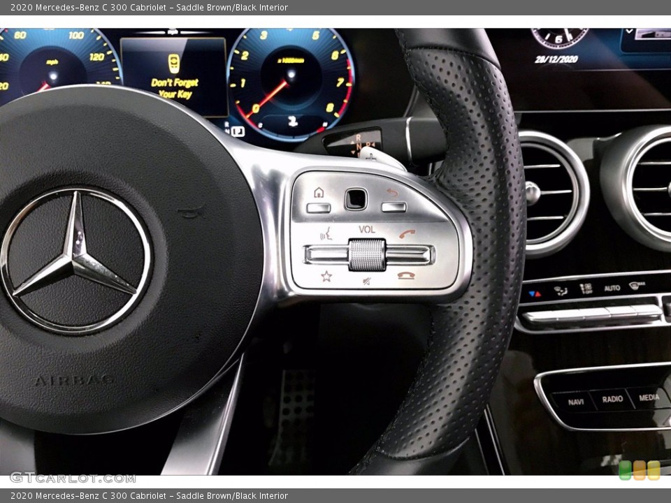 Saddle Brown/Black Interior Steering Wheel for the 2020 Mercedes-Benz C 300 Cabriolet #140625383
