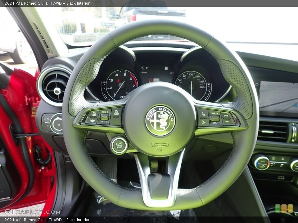 Black Interior Steering Wheel for the 2021 Alfa Romeo Giulia TI AWD #140625899