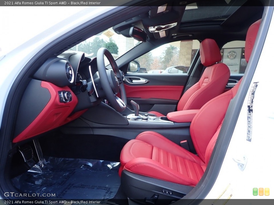 Black/Red Interior Front Seat for the 2021 Alfa Romeo Giulia TI Sport AWD #140626297