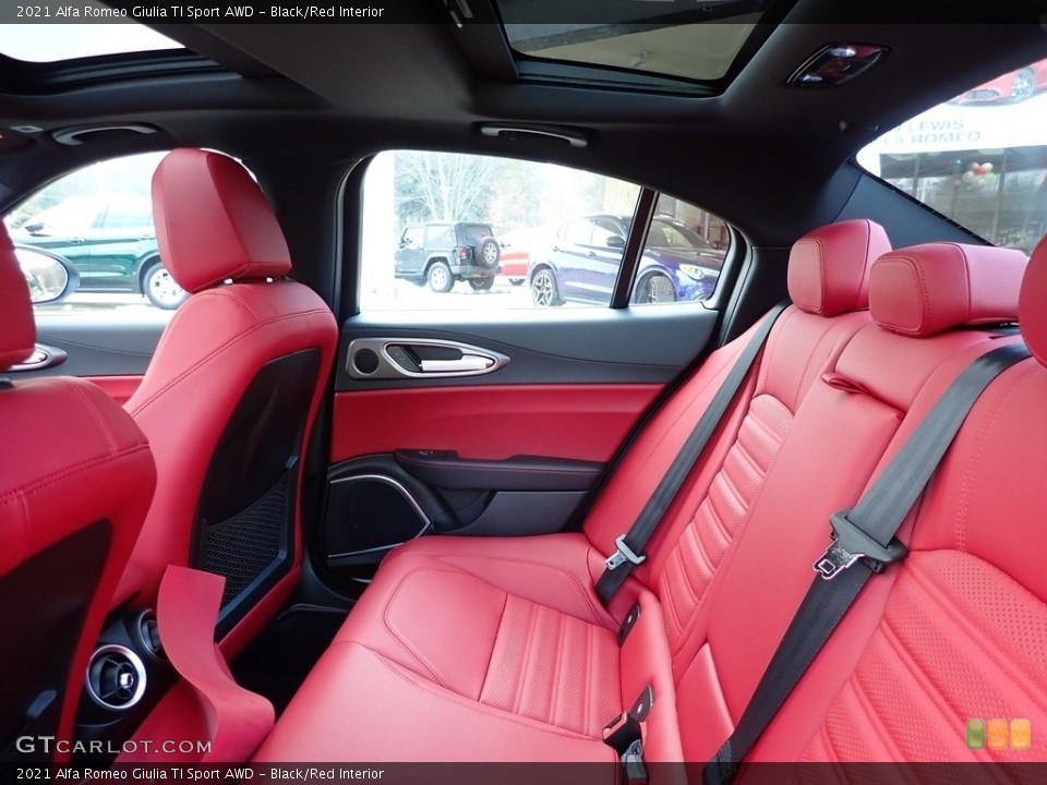 Black/Red Interior Rear Seat for the 2021 Alfa Romeo Giulia TI Sport AWD #140626322