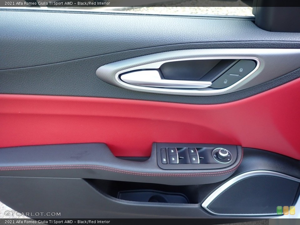 Black/Red Interior Door Panel for the 2021 Alfa Romeo Giulia TI Sport AWD #140626373