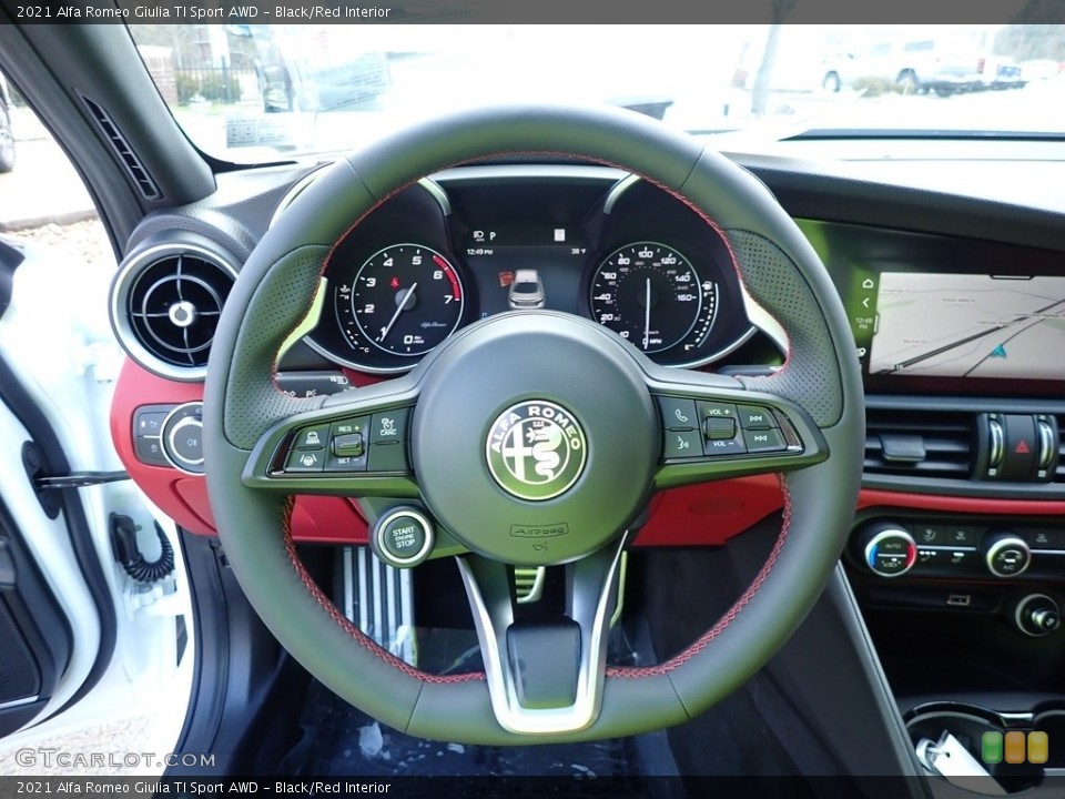 Black/Red Interior Steering Wheel for the 2021 Alfa Romeo Giulia TI Sport AWD #140626400