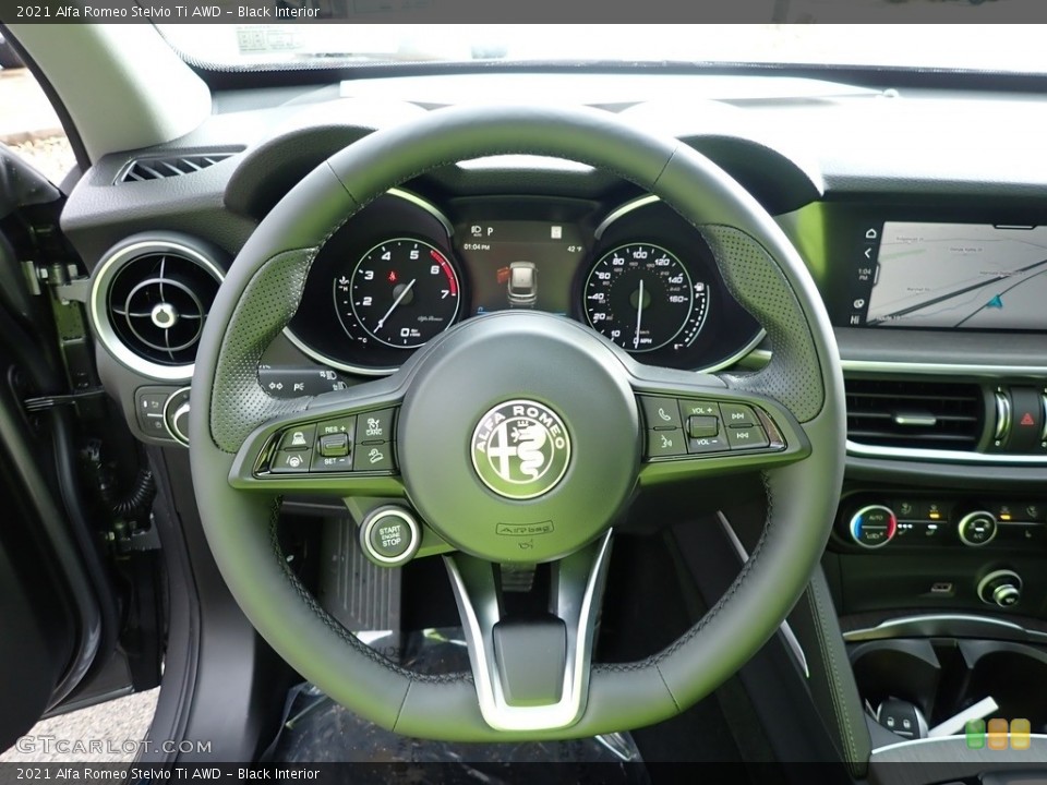 Black Interior Steering Wheel for the 2021 Alfa Romeo Stelvio Ti AWD #140626895