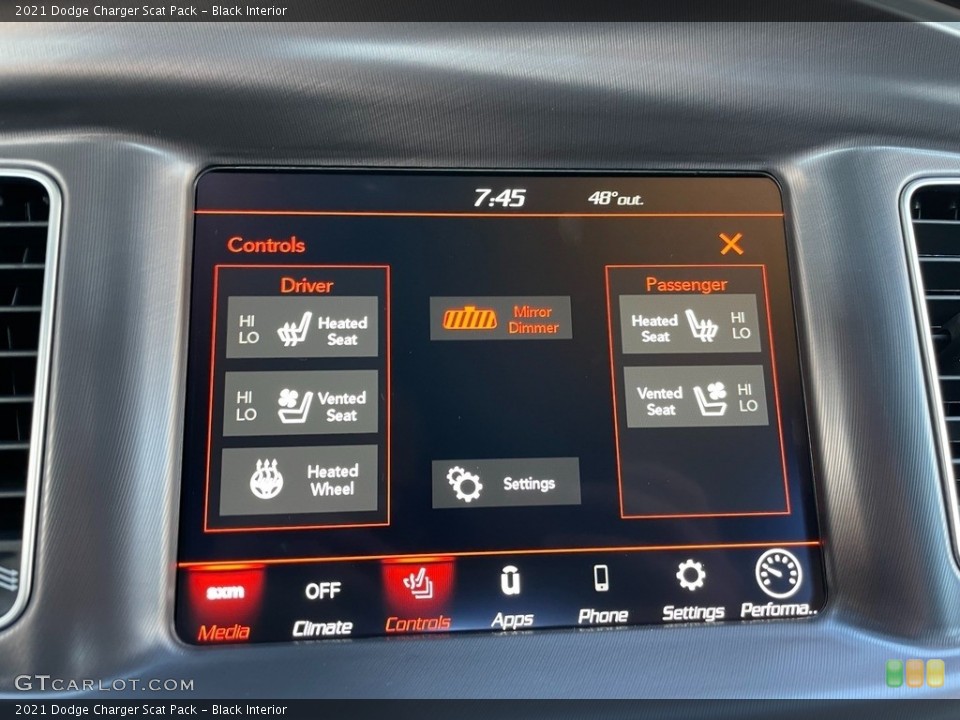 Black Interior Controls for the 2021 Dodge Charger Scat Pack #140629250