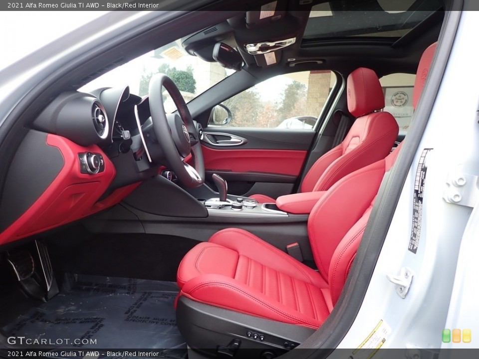 Black/Red Interior Front Seat for the 2021 Alfa Romeo Giulia TI AWD #140629697