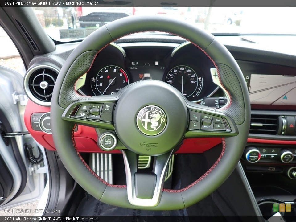 Black/Red Interior Steering Wheel for the 2021 Alfa Romeo Giulia TI AWD #140629796