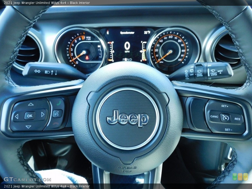 Black Interior Steering Wheel for the 2021 Jeep Wrangler Unlimited Willys 4x4 #140637053