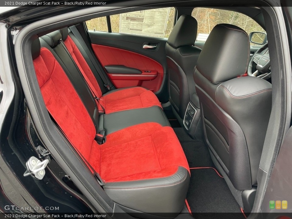 Black/Ruby Red Interior Rear Seat for the 2021 Dodge Charger Scat Pack #140653783