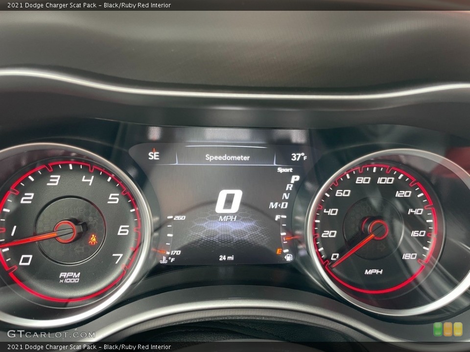 Black/Ruby Red Interior Gauges for the 2021 Dodge Charger Scat Pack #140653909