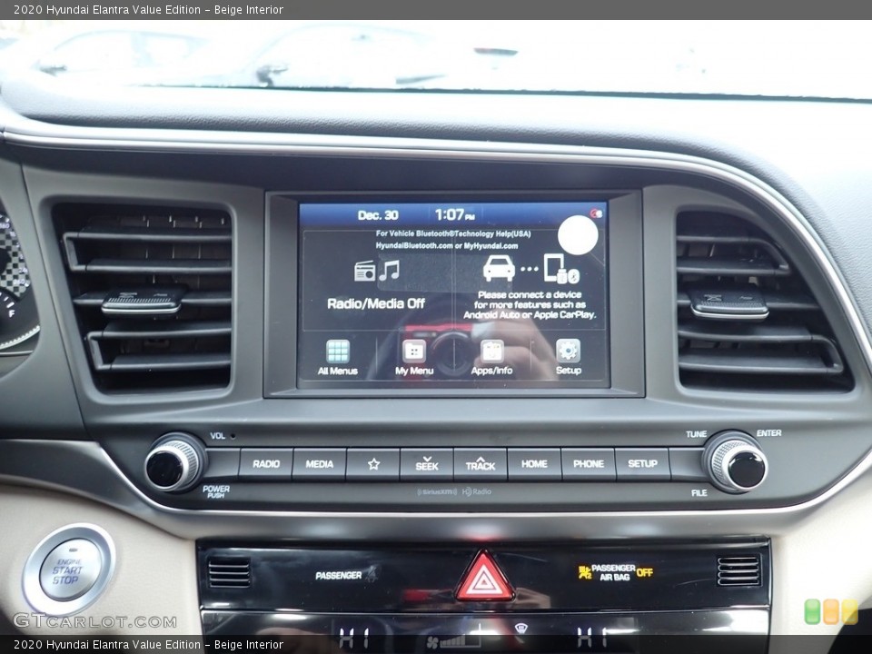 Beige Interior Controls for the 2020 Hyundai Elantra Value Edition #140654917