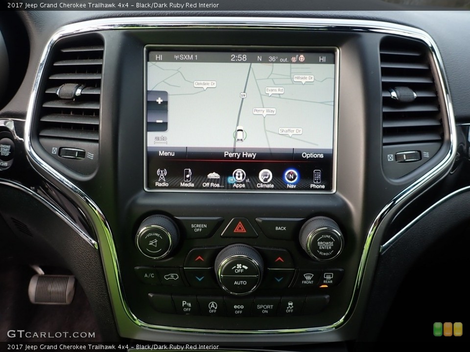 Black/Dark Ruby Red Interior Navigation for the 2017 Jeep Grand Cherokee Trailhawk 4x4 #140731526