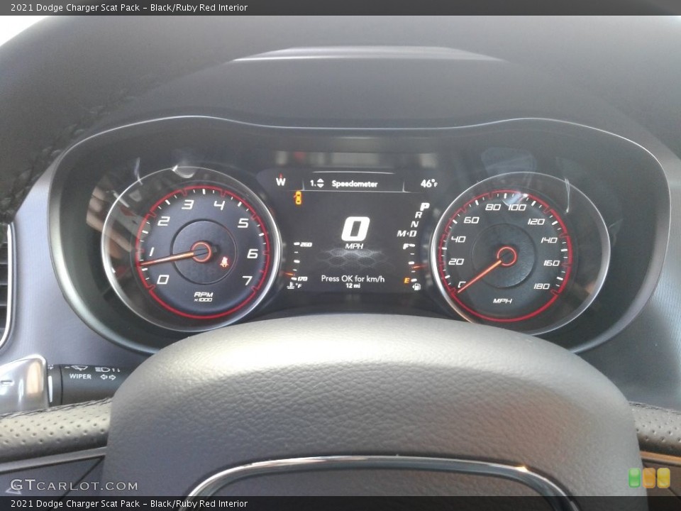Black/Ruby Red Interior Gauges for the 2021 Dodge Charger Scat Pack #140737173