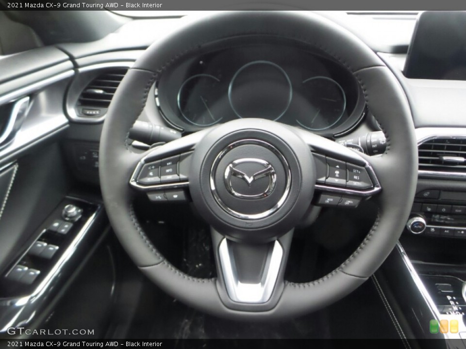Black Interior Steering Wheel for the 2021 Mazda CX-9 Grand Touring AWD #140752558