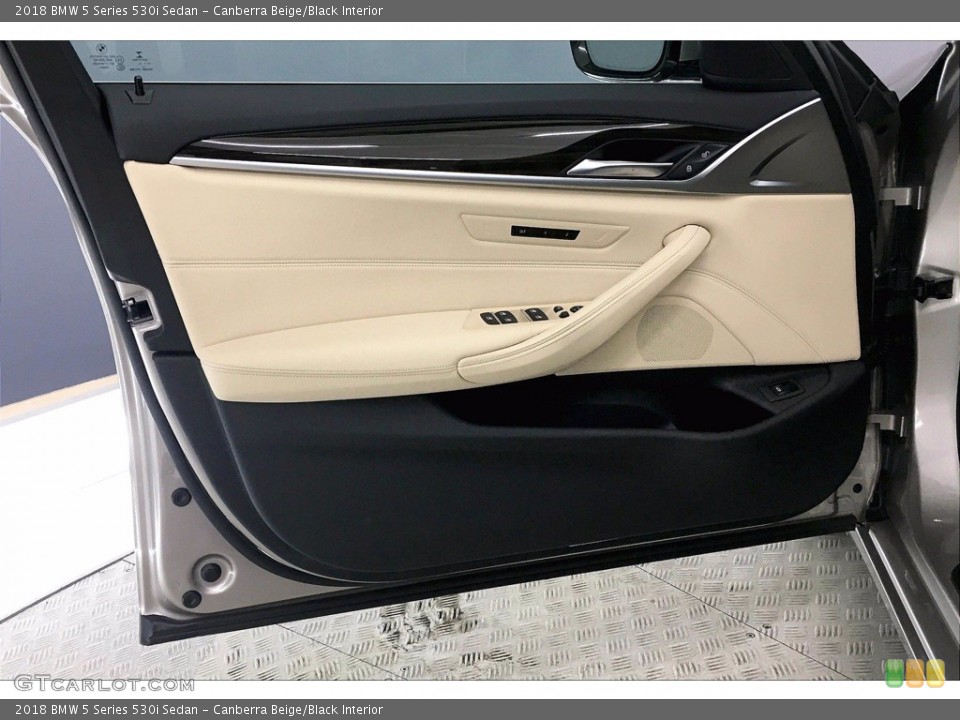 Canberra Beige/Black Interior Door Panel for the 2018 BMW 5 Series 530i Sedan #140757298