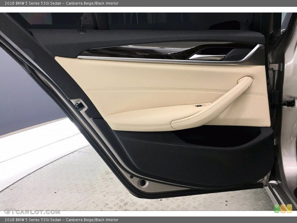 Canberra Beige/Black Interior Door Panel for the 2018 BMW 5 Series 530i Sedan #140757313