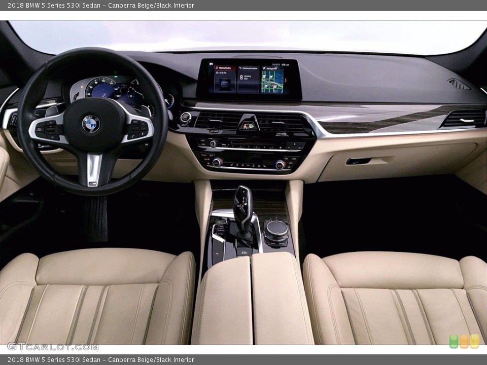 Canberra Beige/Black Interior Dashboard for the 2018 BMW 5 Series 530i Sedan #140761787
