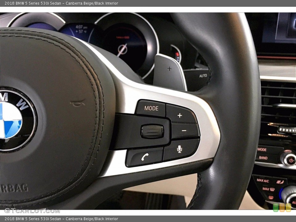 Canberra Beige/Black Interior Steering Wheel for the 2018 BMW 5 Series 530i Sedan #140761849