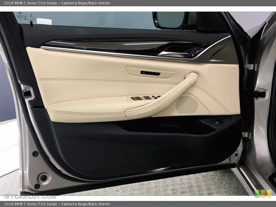 Canberra Beige/Black Interior Door Panel for the 2018 BMW 5 Series 530i Sedan #140761915