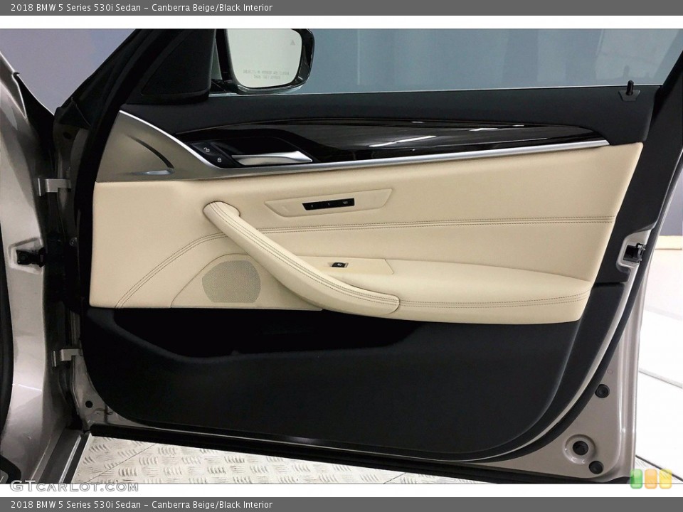 Canberra Beige/Black Interior Door Panel for the 2018 BMW 5 Series 530i Sedan #140761932