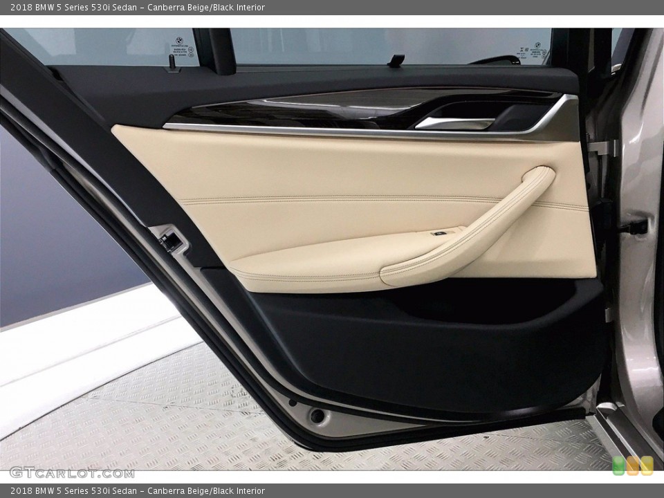 Canberra Beige/Black Interior Door Panel for the 2018 BMW 5 Series 530i Sedan #140761948