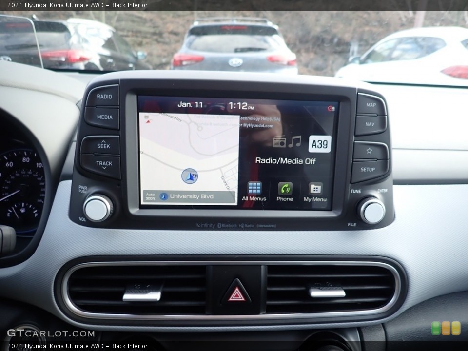 Black Interior Navigation for the 2021 Hyundai Kona Ultimate AWD #140777126