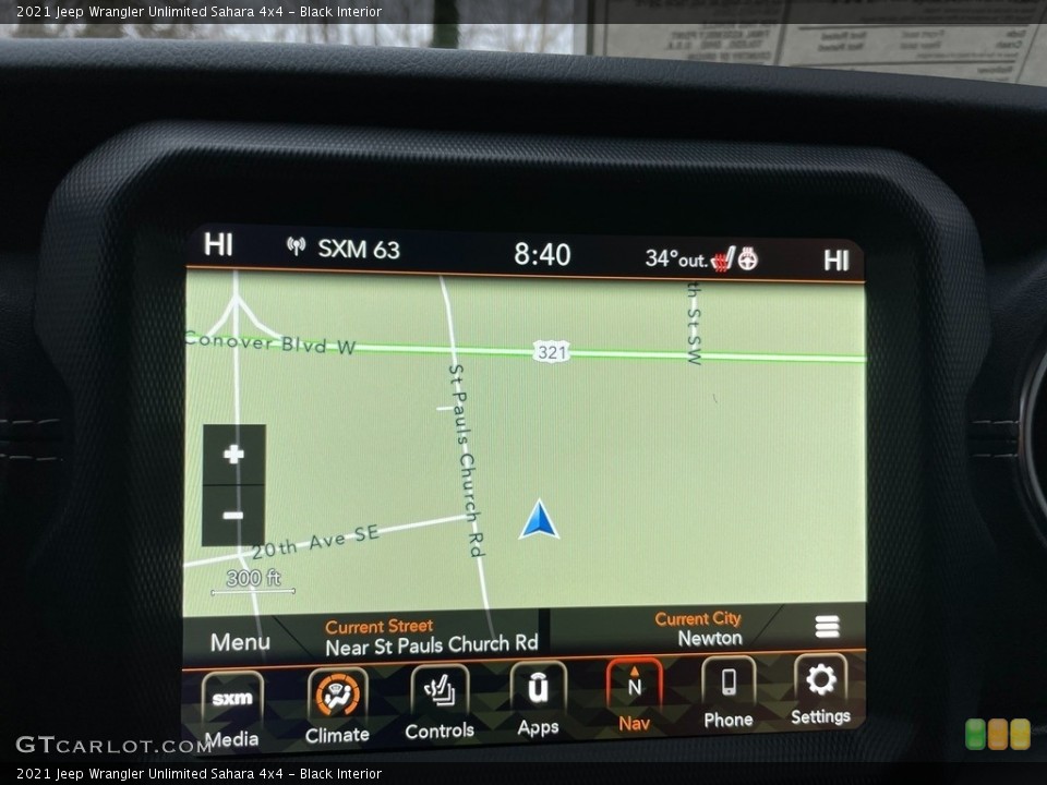 Black Interior Navigation for the 2021 Jeep Wrangler Unlimited Sahara 4x4 #140827532